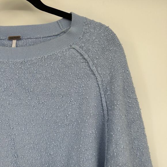 Free People Light Blue Nubby Knit Balloon Sleeve Sweater Size Small S - Picture 2 of 7